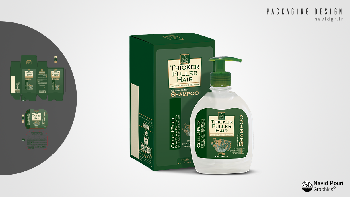 Nela Thicker Fuller Hair Shampoo Packaging Design