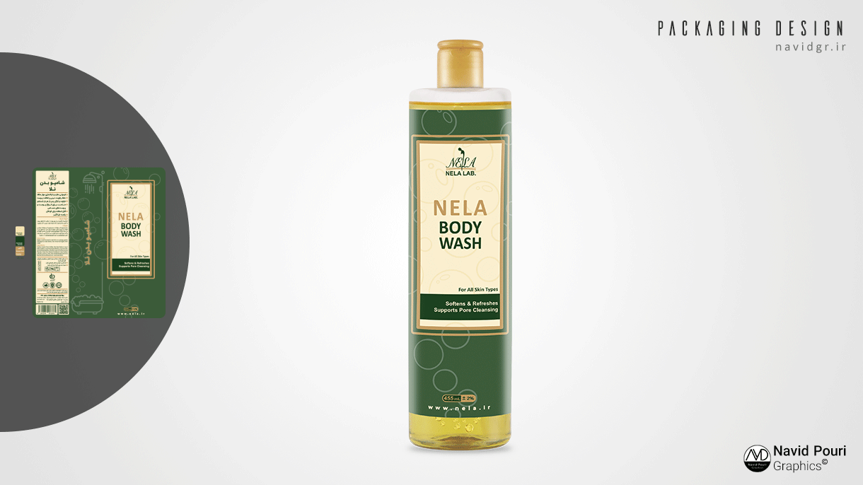 Nela Body Wash Shampoo Label Design