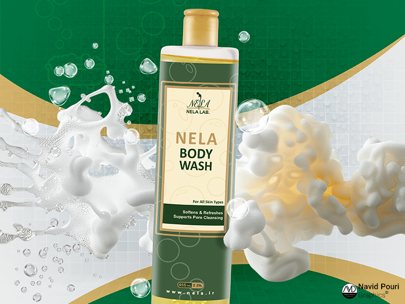 Nela Body Wash Shampoo Label Design